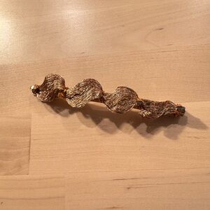 Colette Malouf Gold Wire Barrette Sculptural Hair Clip Designer Made in France